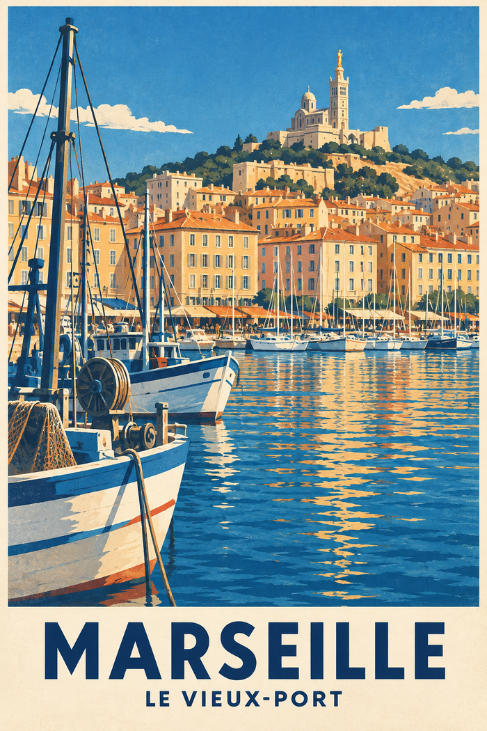 Marseille-plakat – Den gamle havn